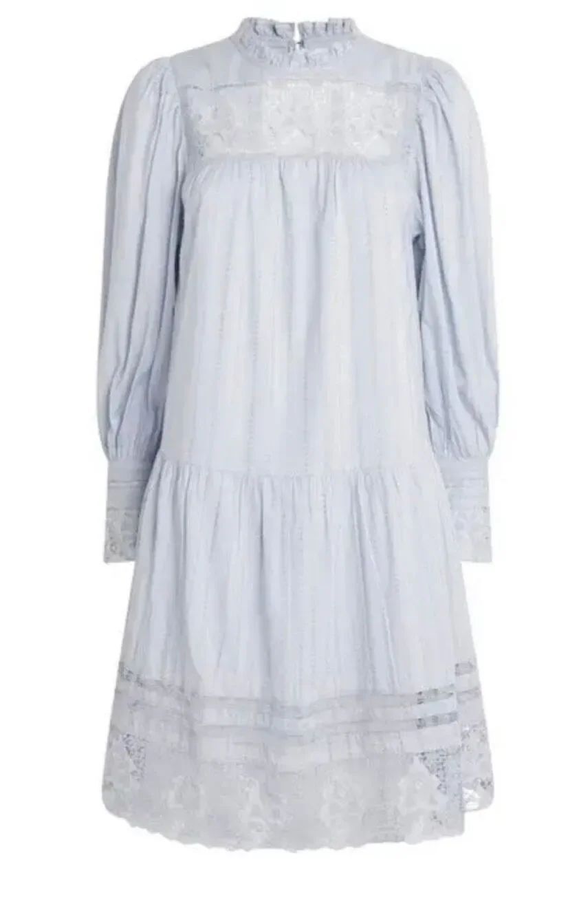 Ulla Johnson Colette Long Sleeve Mini Dress in Celeste NWT Size 0